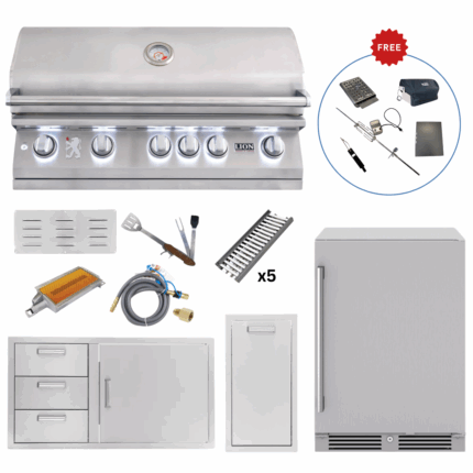 LUX90-P002 L90000 40″ Grill, 39″ DoorDrawer Combo, 13″ Narrow Trash Bin, 24″ Outdoor Beverage Cooler with Premium Island Upgrades & (FREE $350 Gourmet Package!)